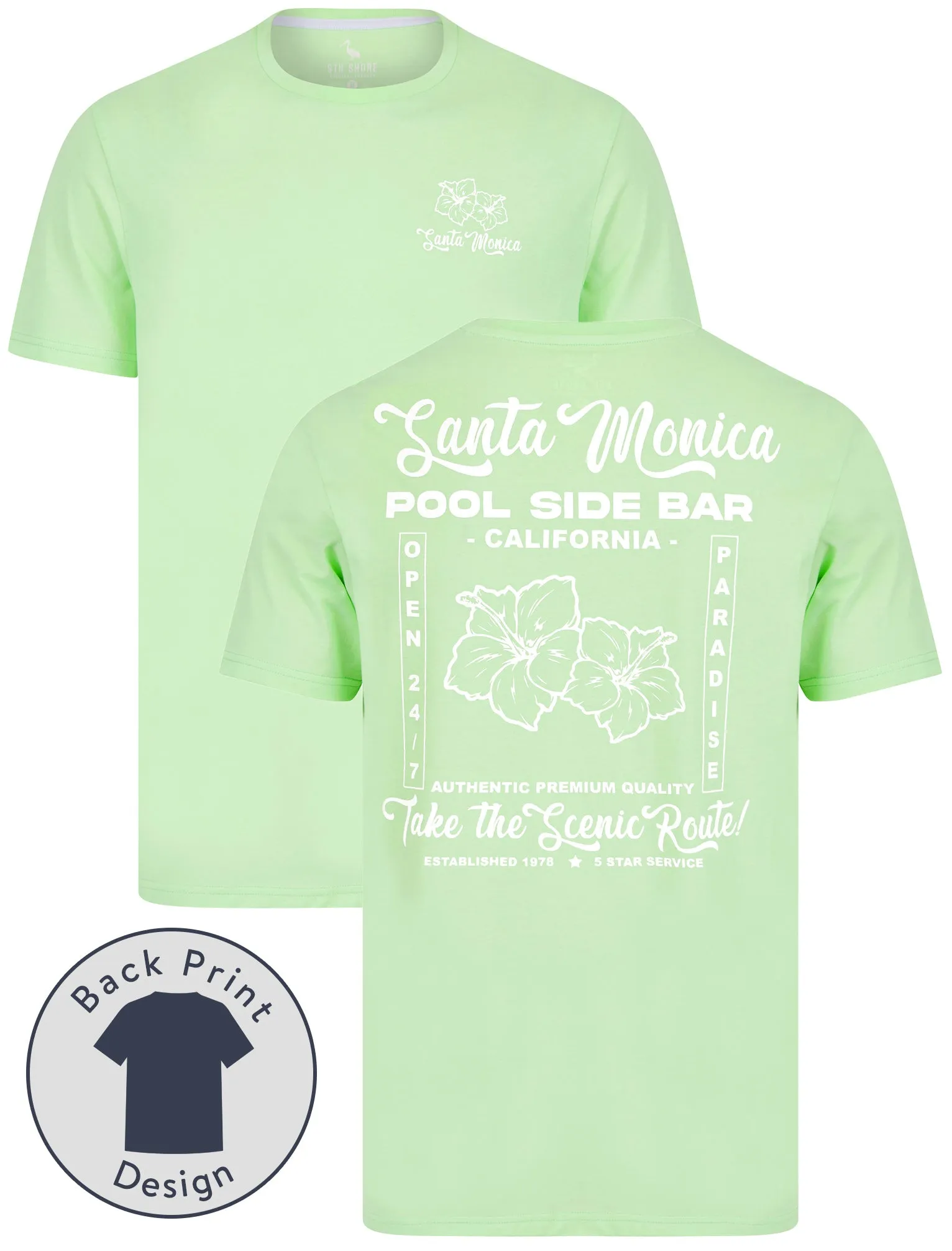 Pool Bar Motif Cotton Jersey T-Shirt in Patina Green - South Shore