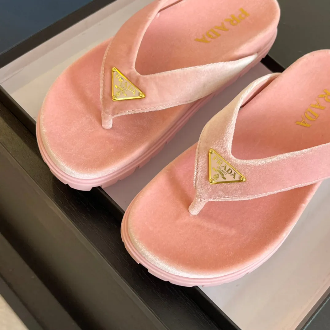 PRA RUBBER THONG SANDALS LIGHT PINK VELVET