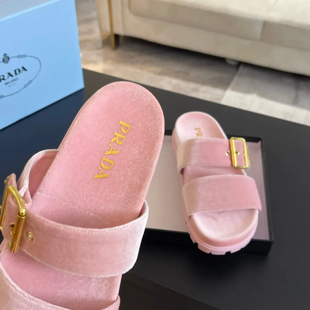 PRA SLIDES SANDALS LIGHT PINK VELVET