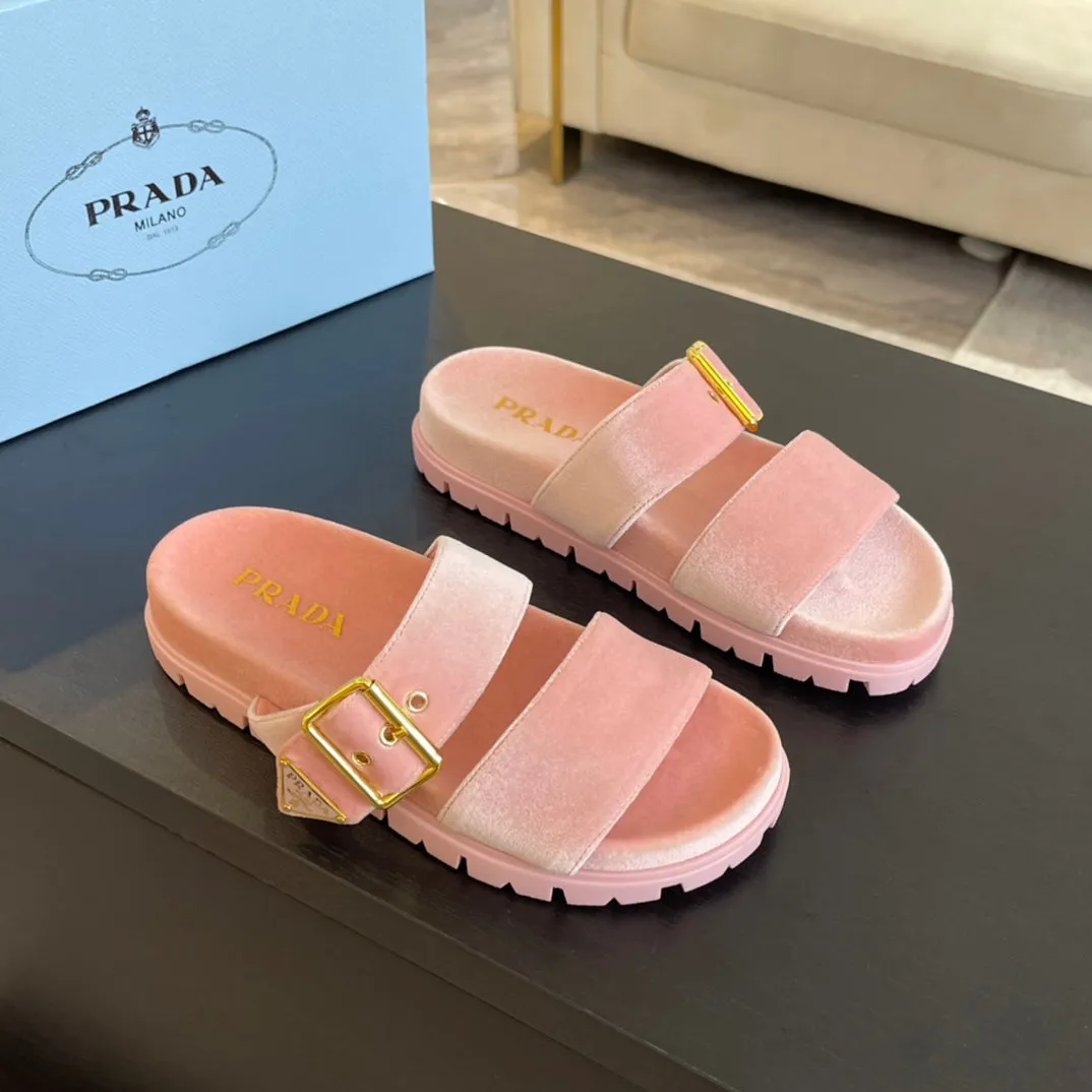 PRA SLIDES SANDALS LIGHT PINK VELVET