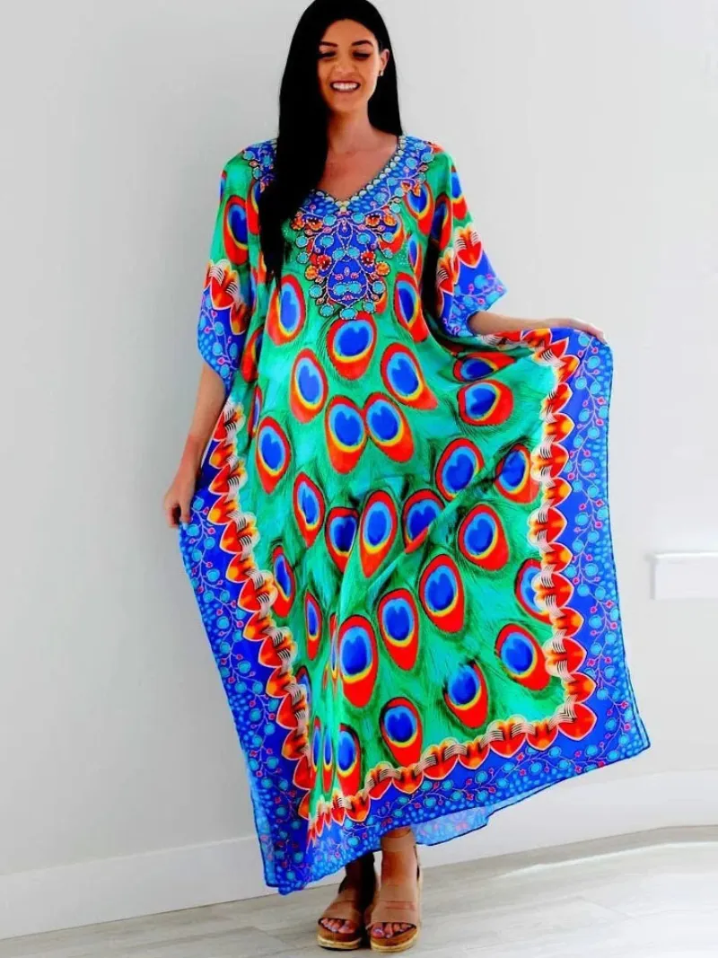 Pure Soul Polyester V-neck Kaftan Dress