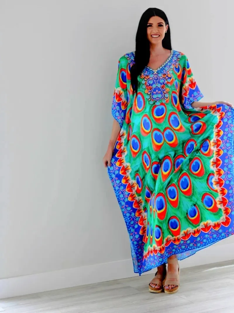 Pure Soul Polyester V-neck Kaftan Dress