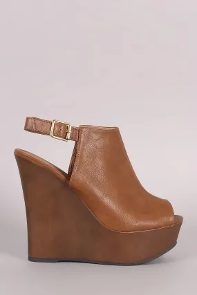 Qupid Peep Toe Platform Mule Wedge