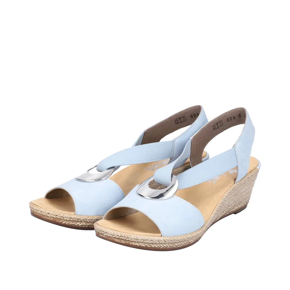 Rieker 624H6-10 Morelia Aqua Low Wedge  Elasticated Sandals