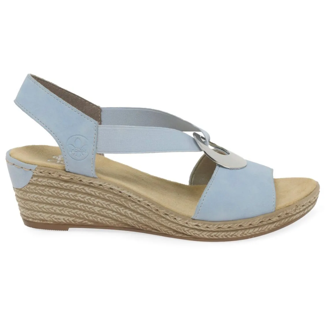 Rieker 624H6-10 Morelia Aqua Low Wedge  Elasticated Sandals