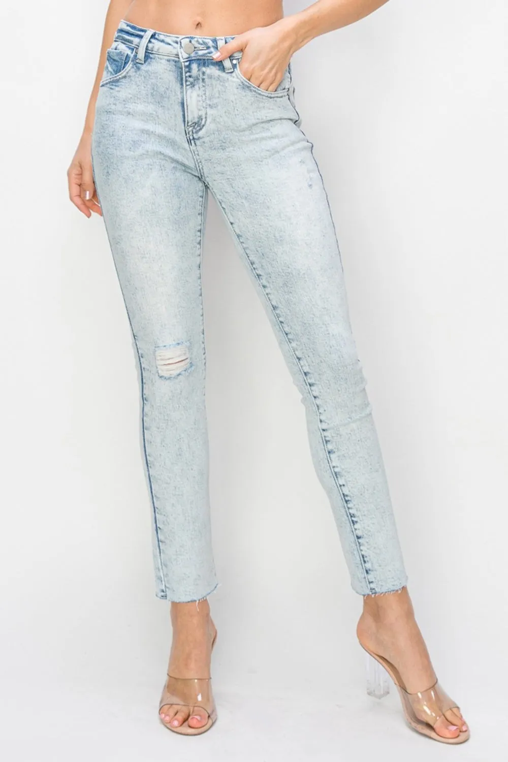 Risen Full Size High Rise Distressed Skinny Jeans