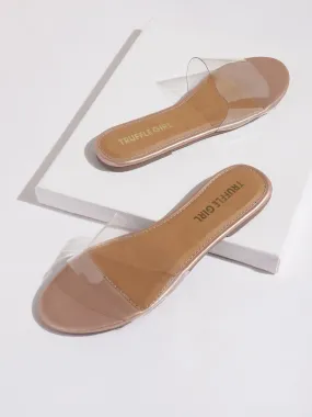 Rose Gold PU Flat Perspex Sandals  (TC-RLST15-RGLD)