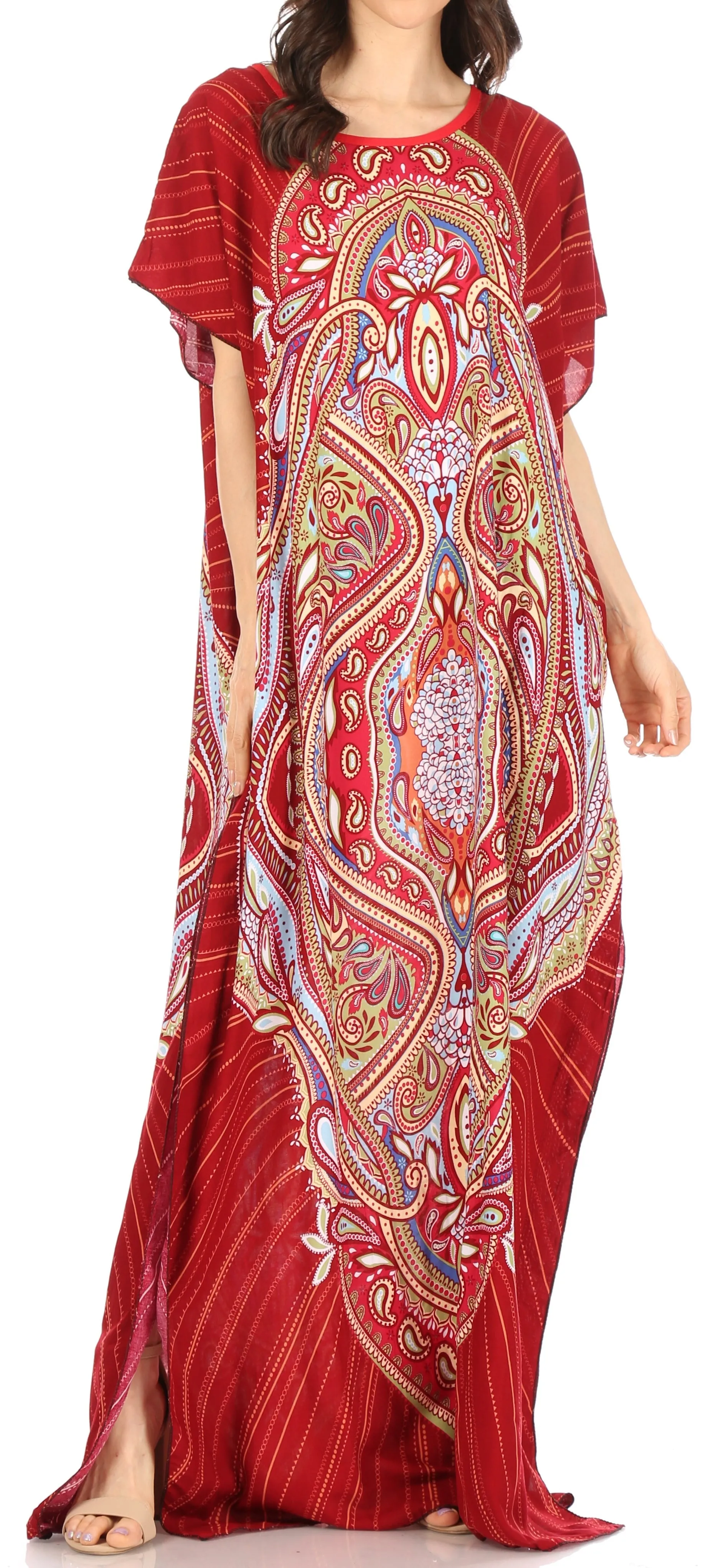 Sakkas Aggy Womens Dashiki African Print Caftan Dress Maxi Boho Hippie Colorful