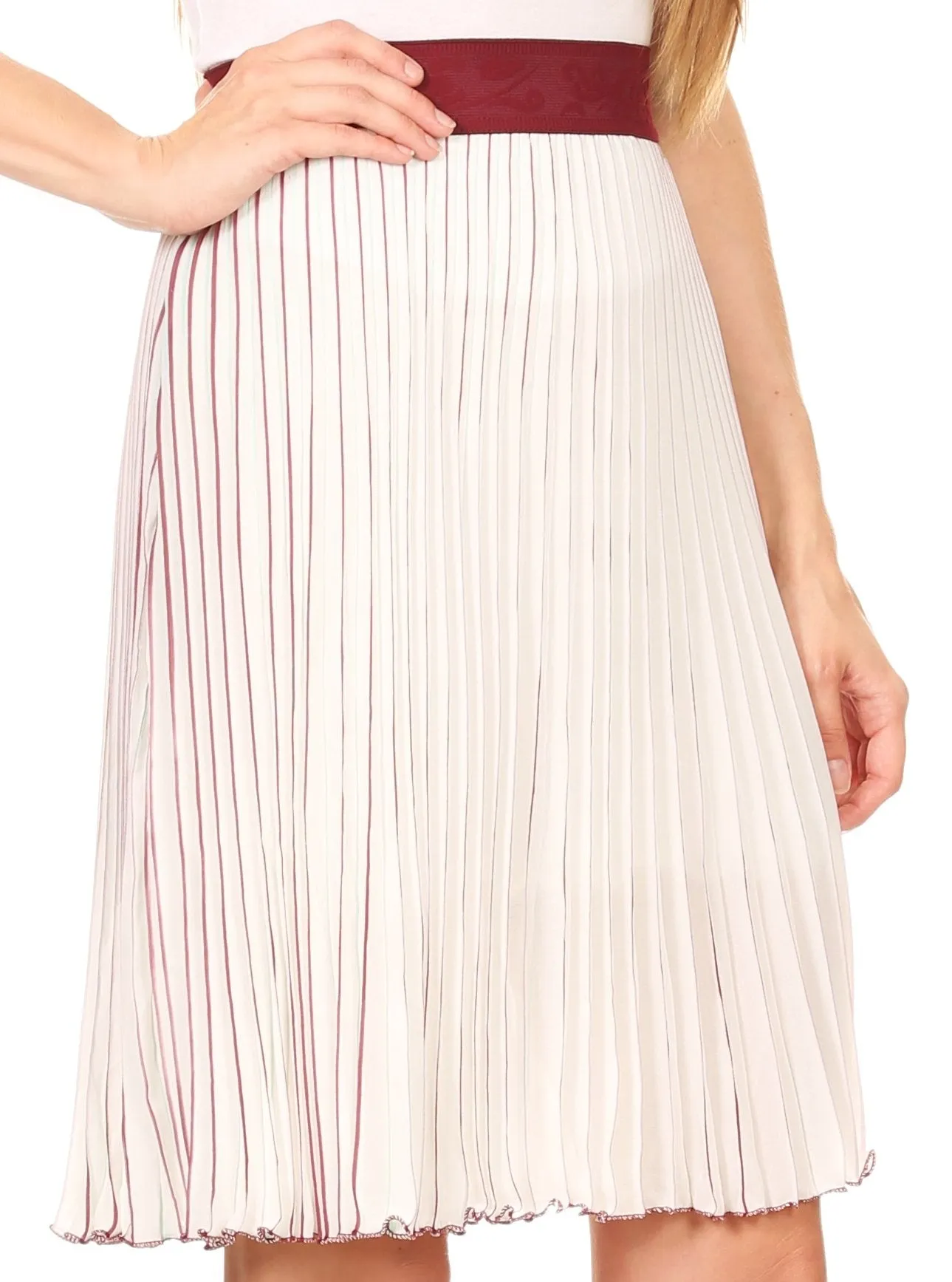 Sakkas Amira Accordion Pleated Midi Crepe Slim Skirt with Elastic Waist