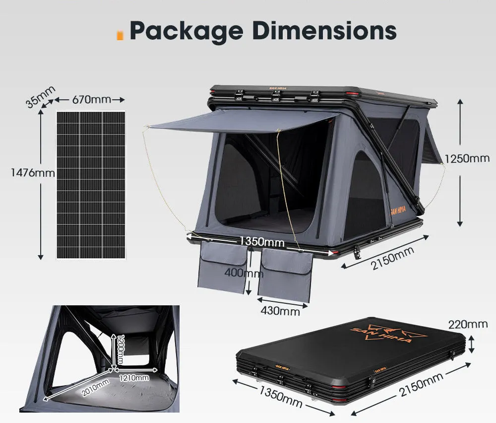 San Hima Kalbarri Z Roof Top Tent Hardshell With Ladder   200W Solar Panel