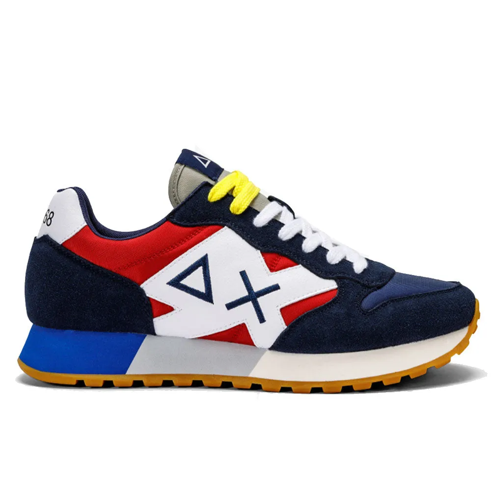 Scarpe Uomo Sun68 Sneakers Jaki Tricolors Navy Blue - Rosso