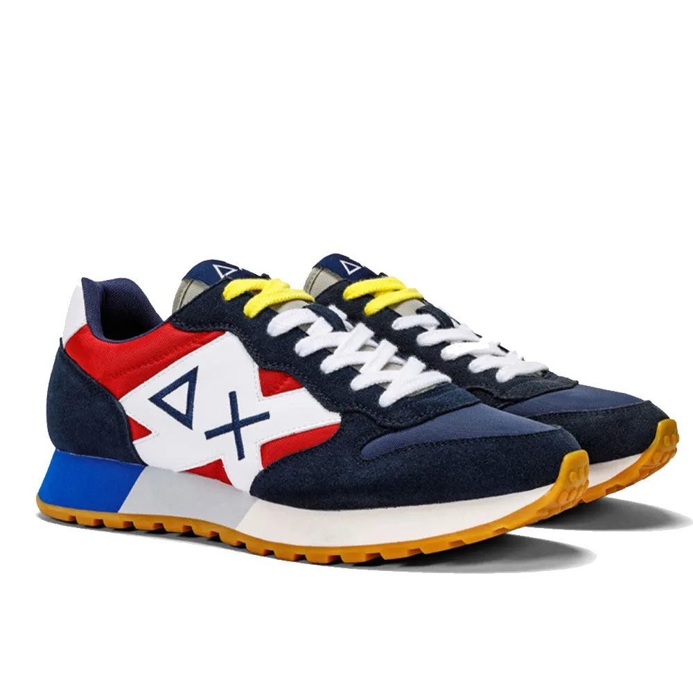 Scarpe Uomo Sun68 Sneakers Jaki Tricolors Navy Blue - Rosso