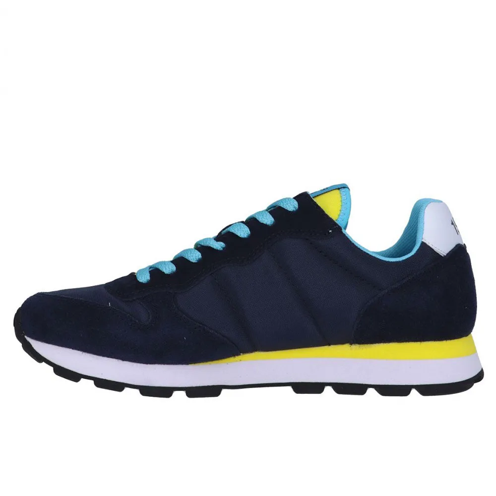 Scarpe Uomo Sun68 Sneakers Tom Solid Nylon colore Navy Blue - Giallo