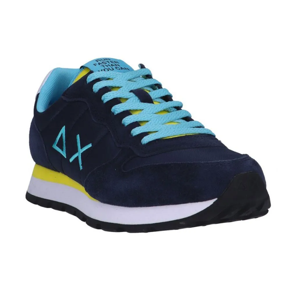 Scarpe Uomo Sun68 Sneakers Tom Solid Nylon colore Navy Blue - Giallo