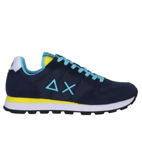 Scarpe Uomo Sun68 Sneakers Tom Solid Nylon colore Navy Blue - Giallo