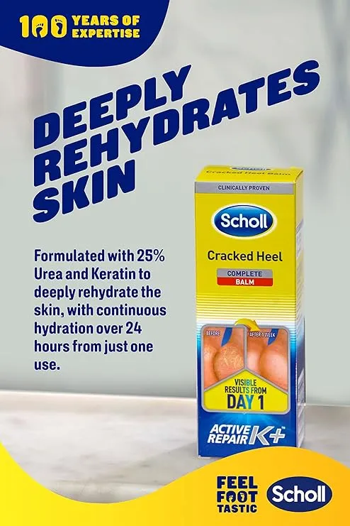 Scholl Cracked Heel Complete Balm Foot Care Dry Skin Active K  Moisturiser 60ml