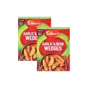 Schwartz Garlic & Herb Potato Wedges (Pack of 2) - 38g: Flavorful Seasoning for Delicious Snacks