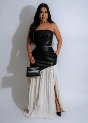 She's Modest Faux Leather Skirt Set Black