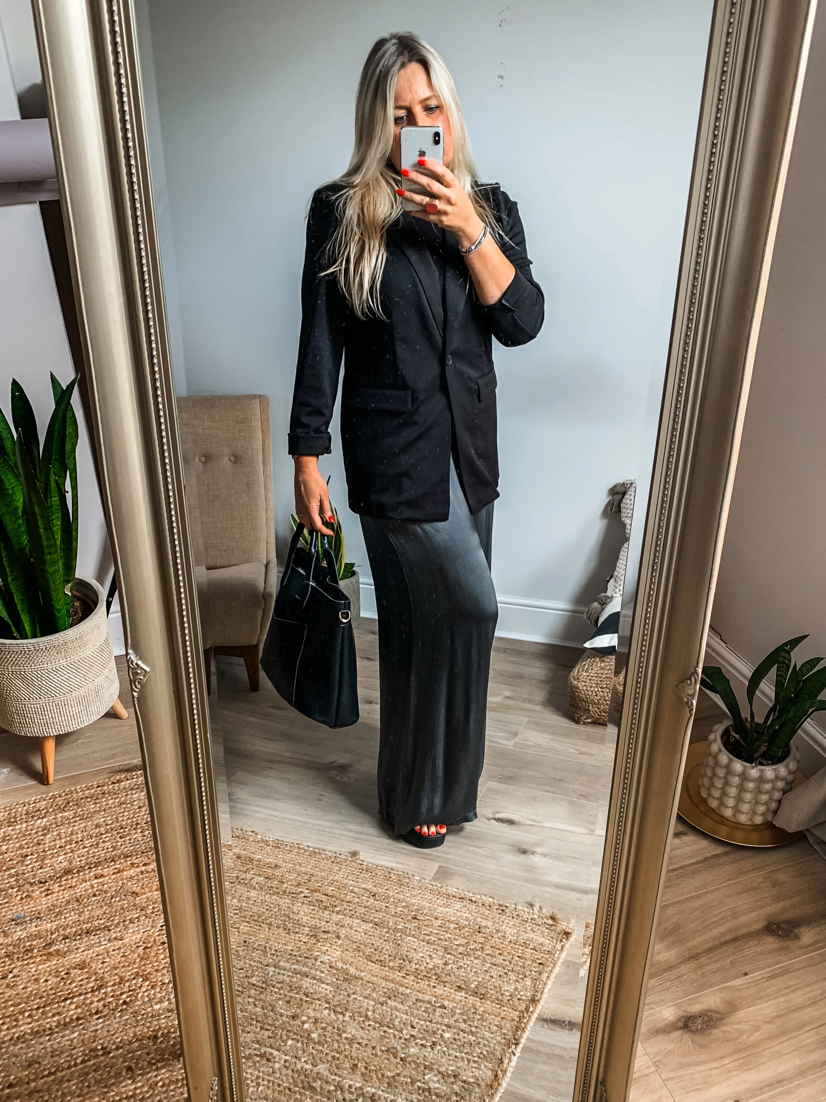 Silk Blend Wide Leg Trousers