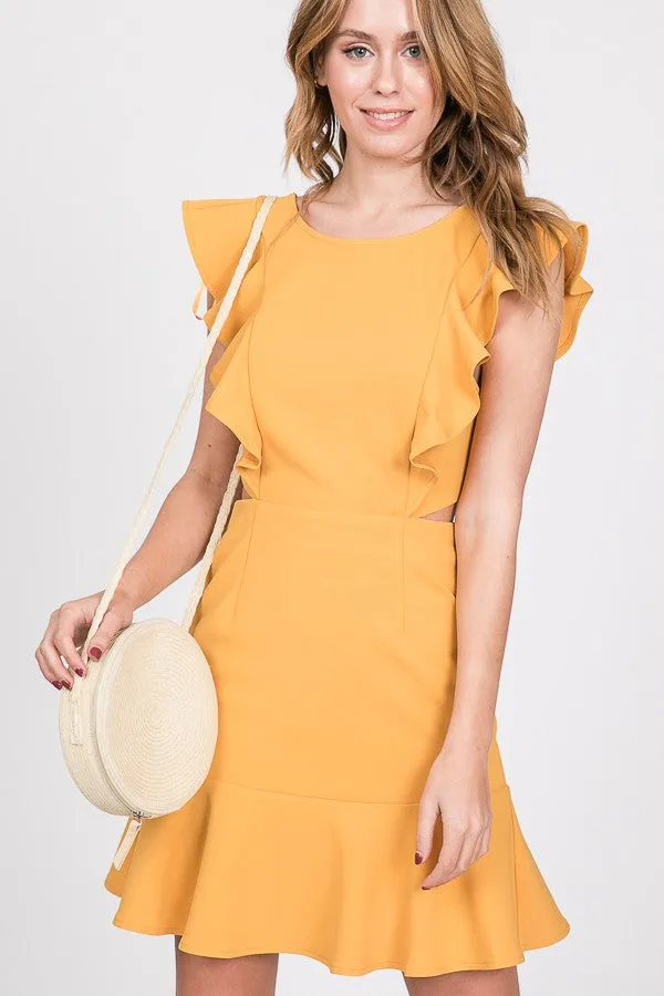 Sleeveless Ruffle Dress With Back Cut Out