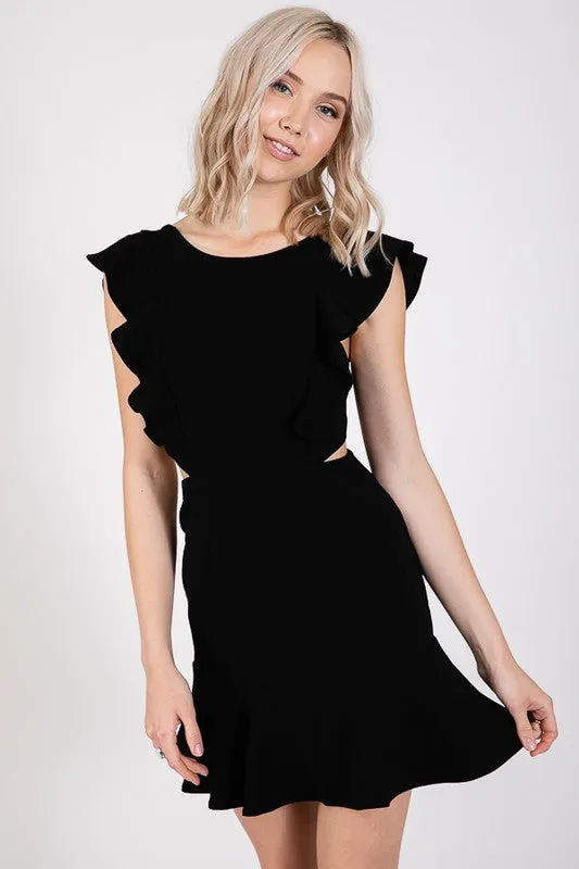 Sleeveless Ruffle Dress With Back Cut Out