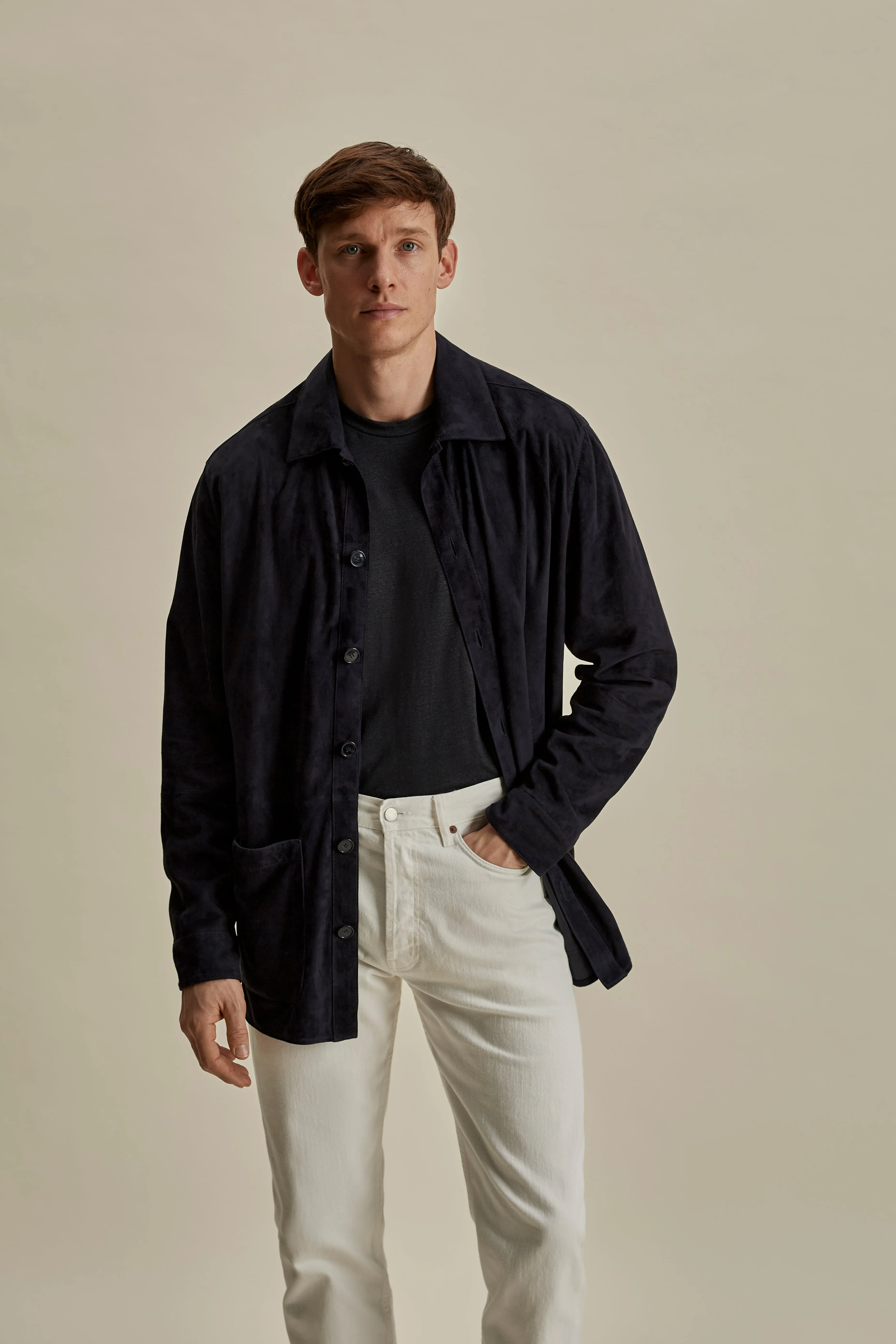 Suede Button Through Overshirt