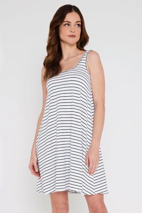 Swing Dress - White & Black Stripe