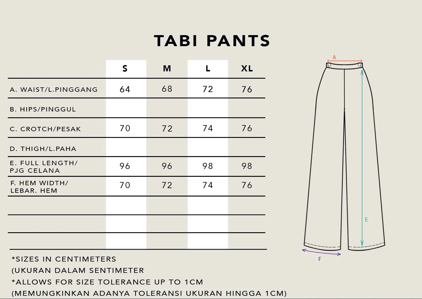 TABI PANTS PLAIN TOSCA