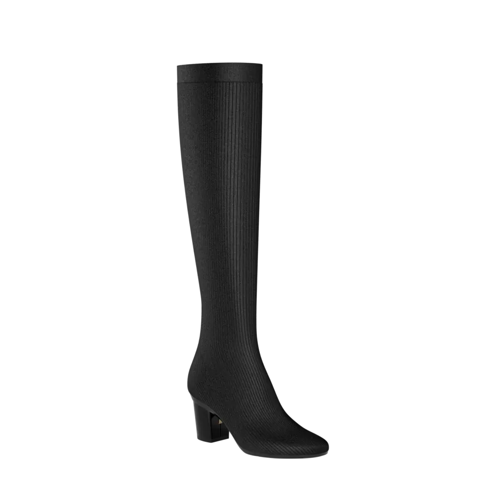 The Joanna Knee High Boot - Coal Knit 3 Block