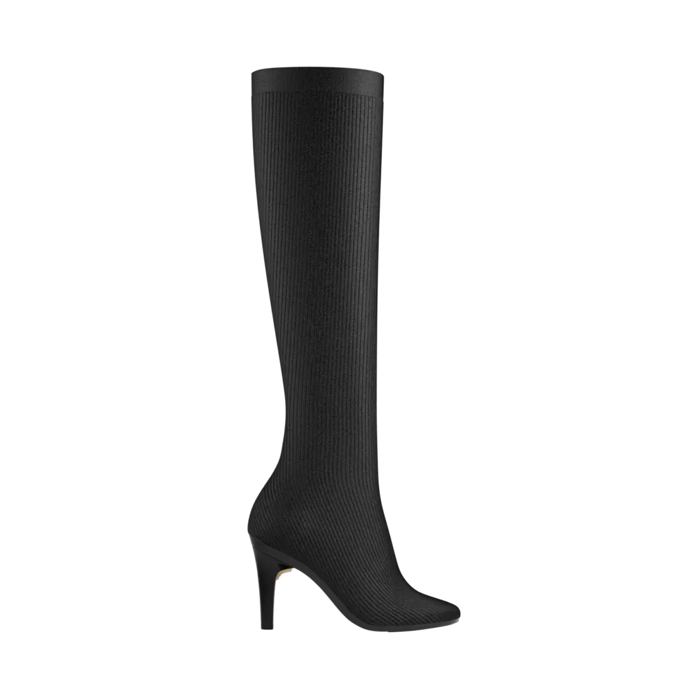 The Joanna Knee High Boot - Coal Knit 4 Stiletto