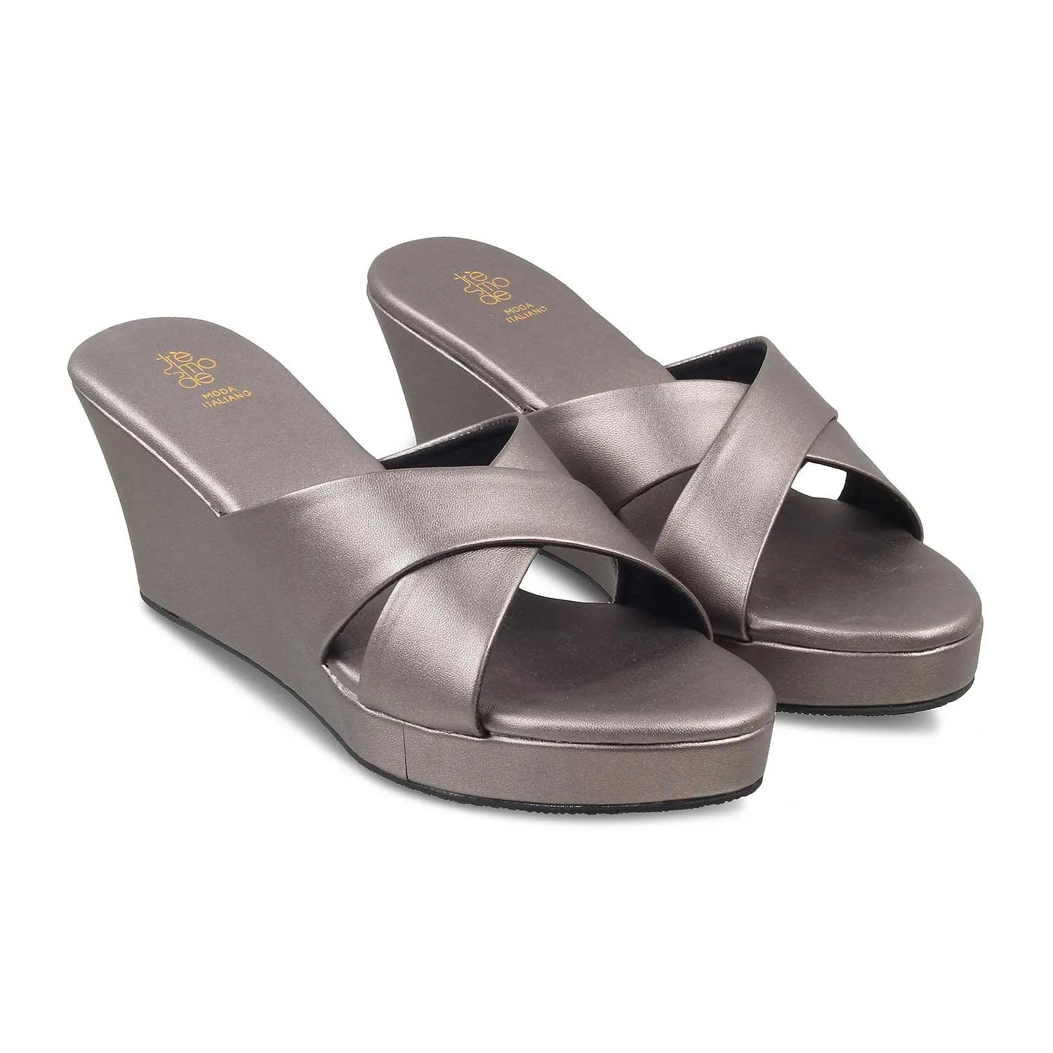 The Montpr Pewter Women's Dress Wedge Sandals Tresmode