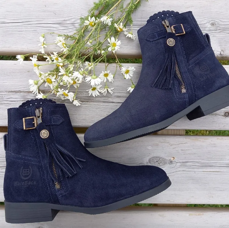 Valencia Suede Tassel Boots - Navy