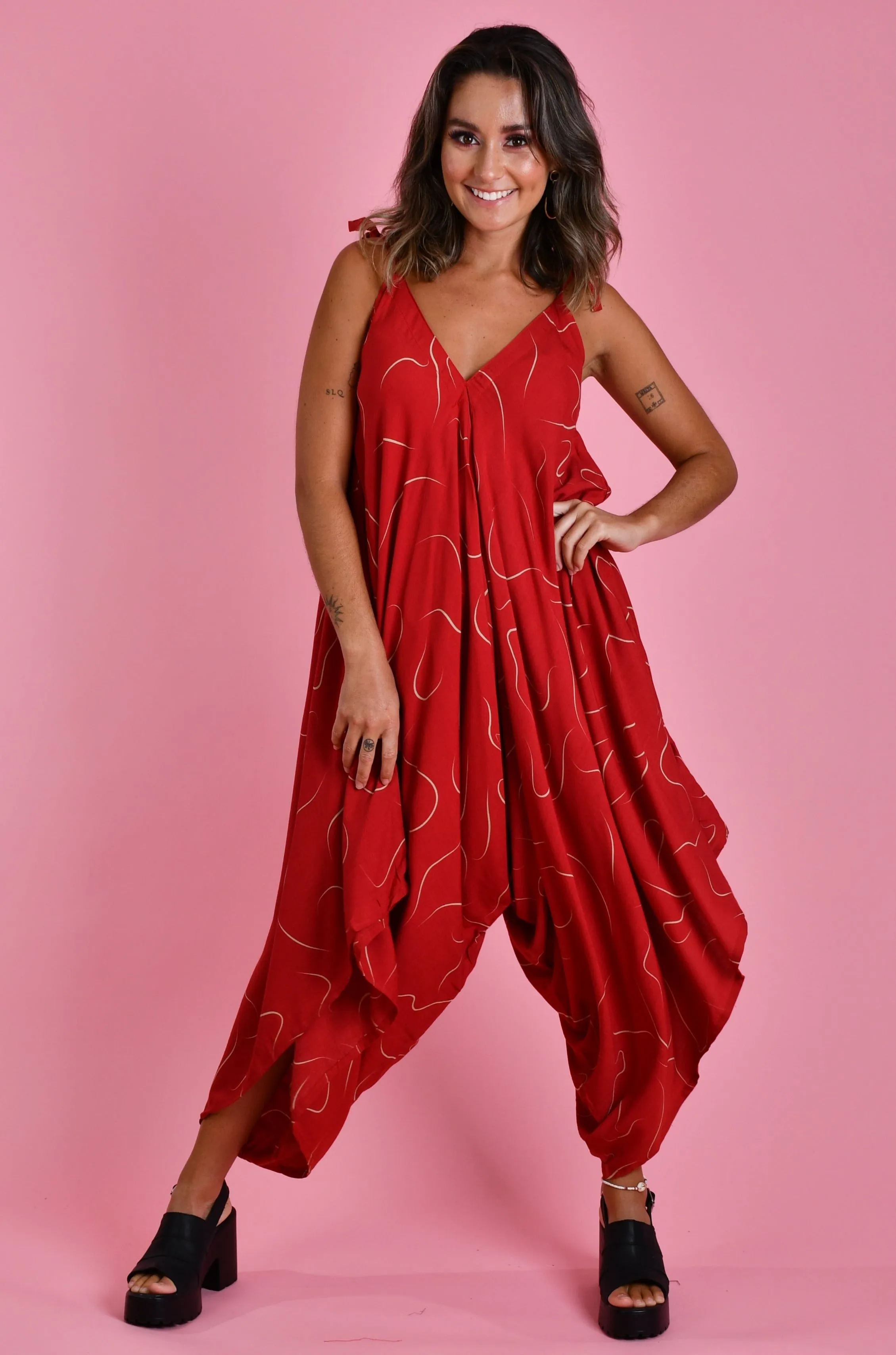 VBLJ006 - CHARLOTTE JUMPSUIT - SWIRL CHERRY