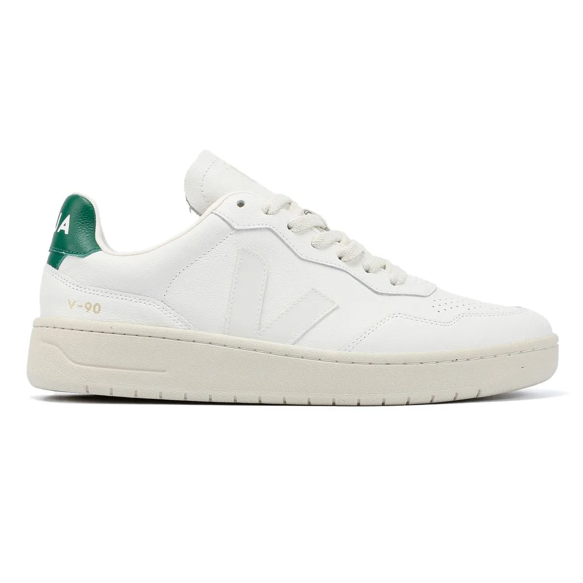 Veja V-90 Leather Men's White/Green Trainers