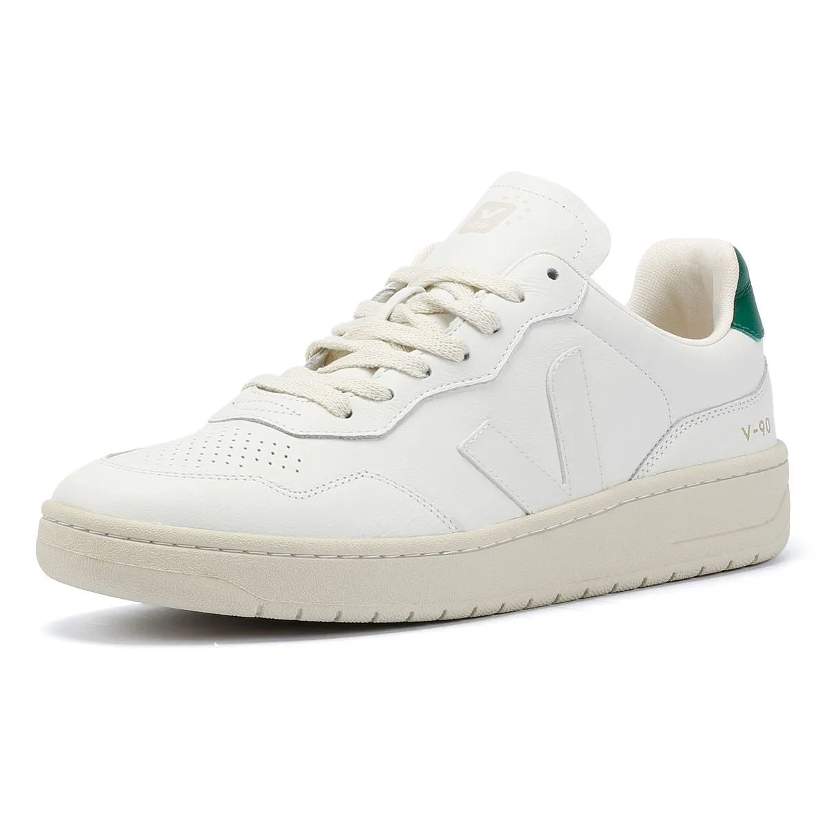 Veja V-90 Leather Men's White/Green Trainers