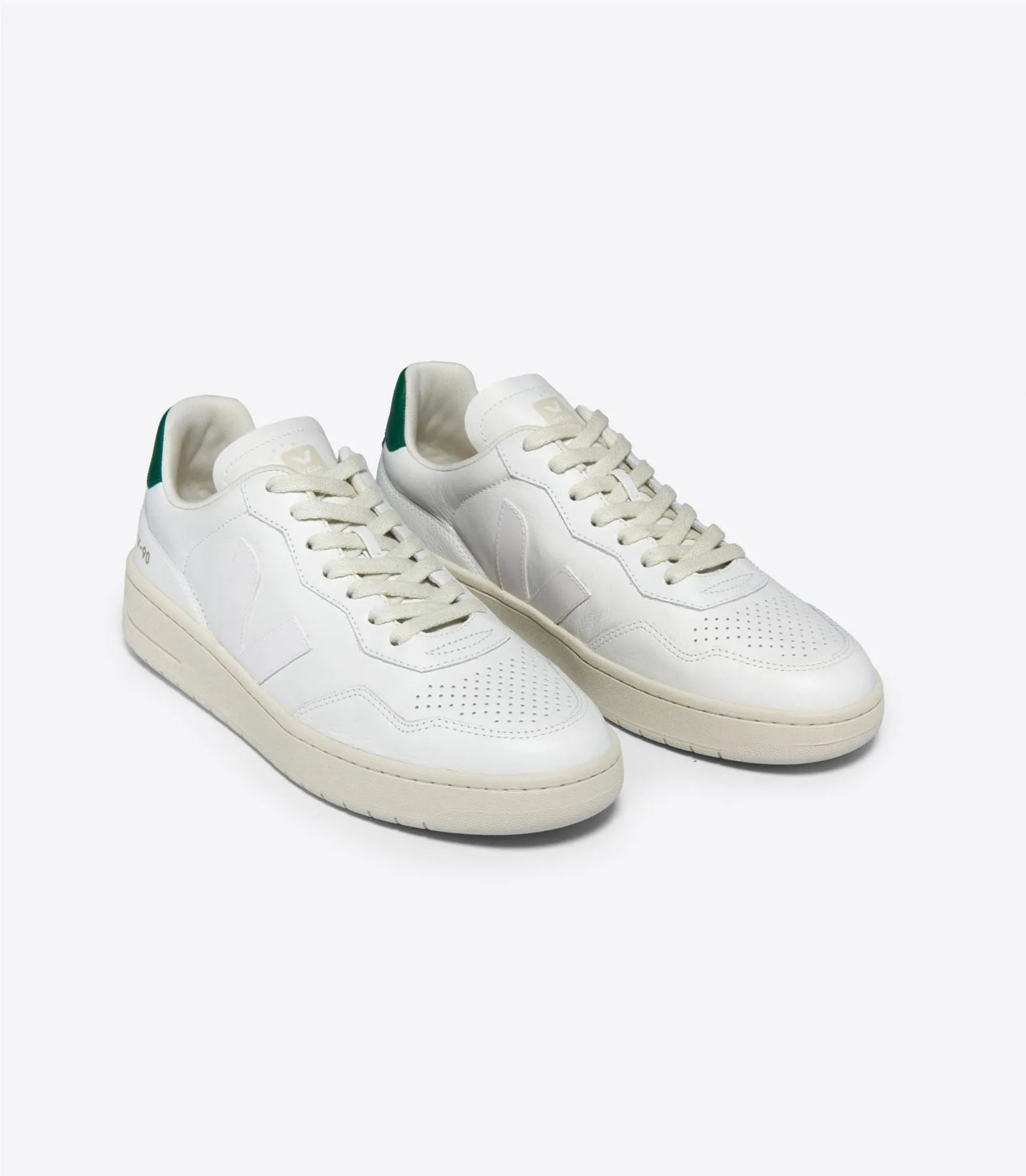 Veja V-90 Leather Men's White/Green Trainers