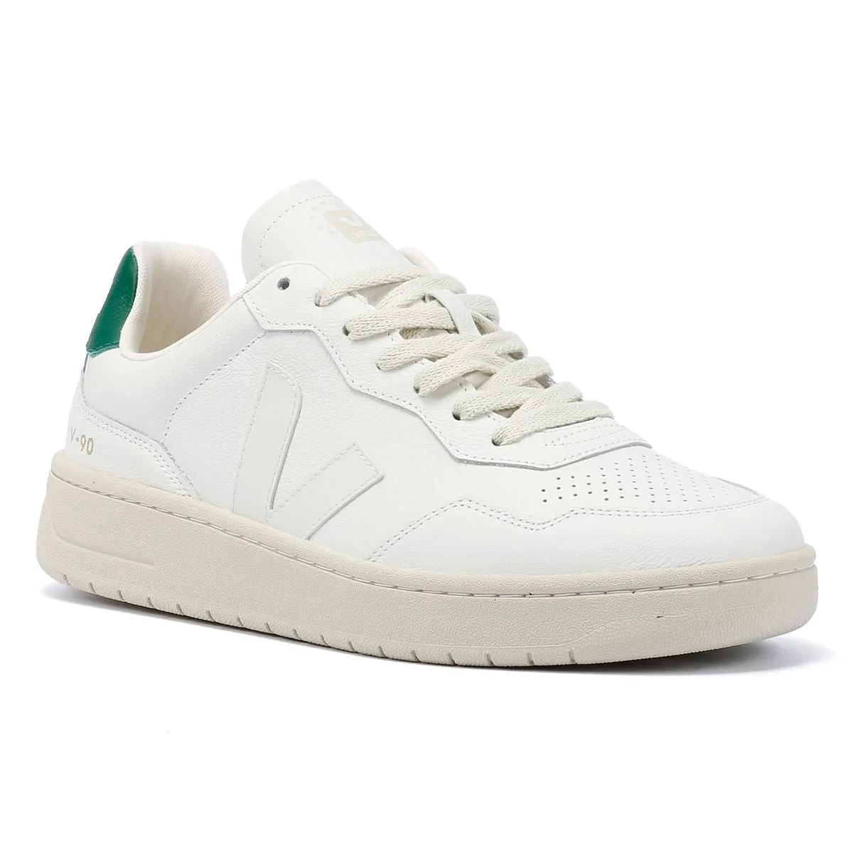 Veja V-90 Leather Men's White/Green Trainers