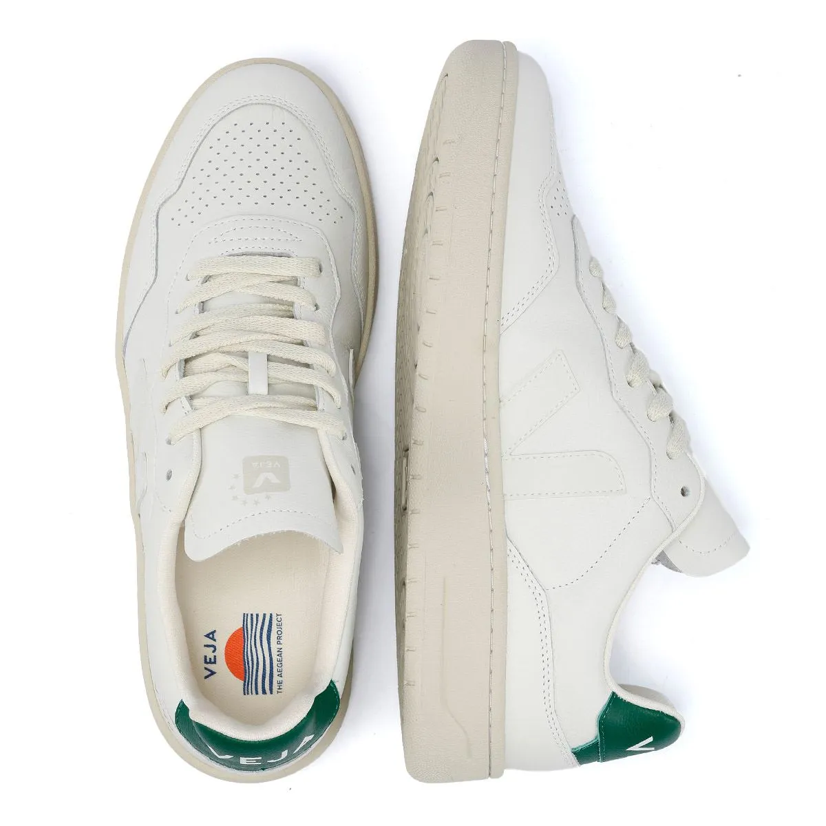 Veja V-90 Leather Men's White/Green Trainers