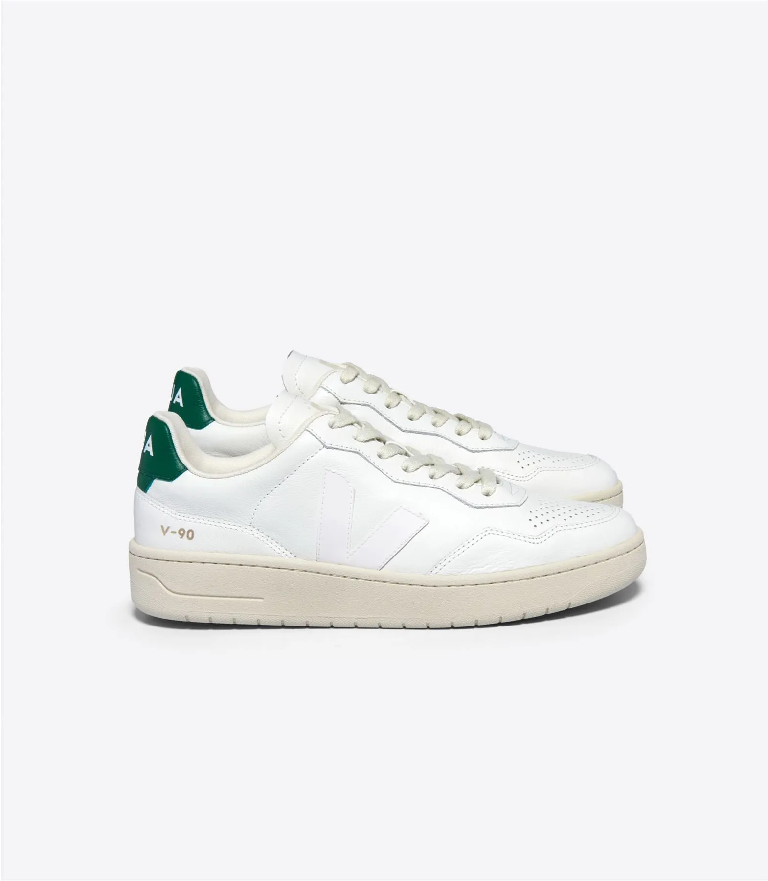 Veja V-90 Leather Men's White/Green Trainers