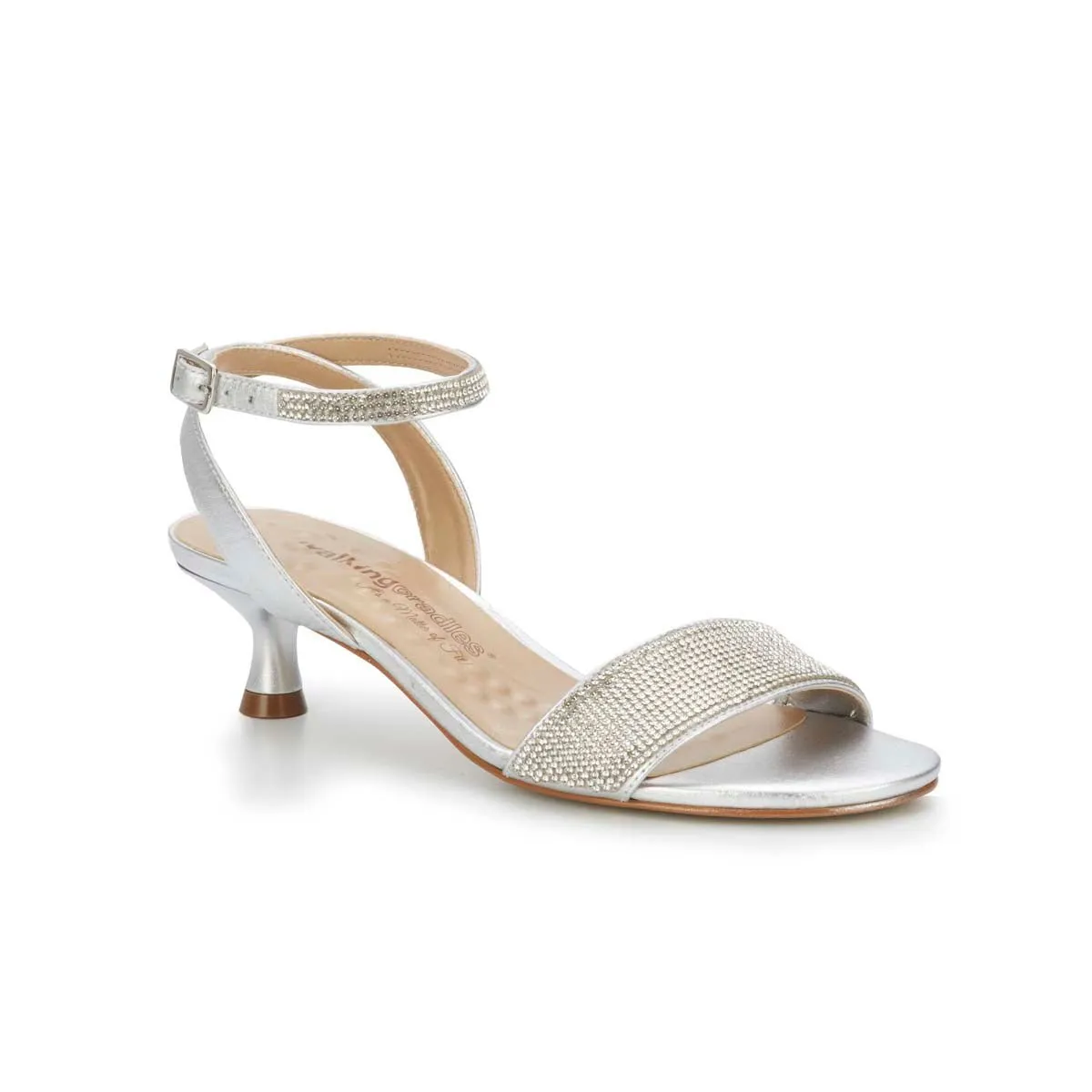 Walking Cradles Wc Leslie Women Dress Sandal In Silver Metallic Leather