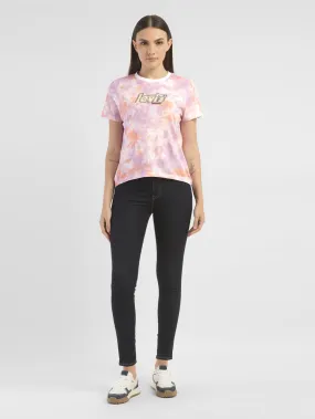 Women's Abstract Print Round Neck T-shirt