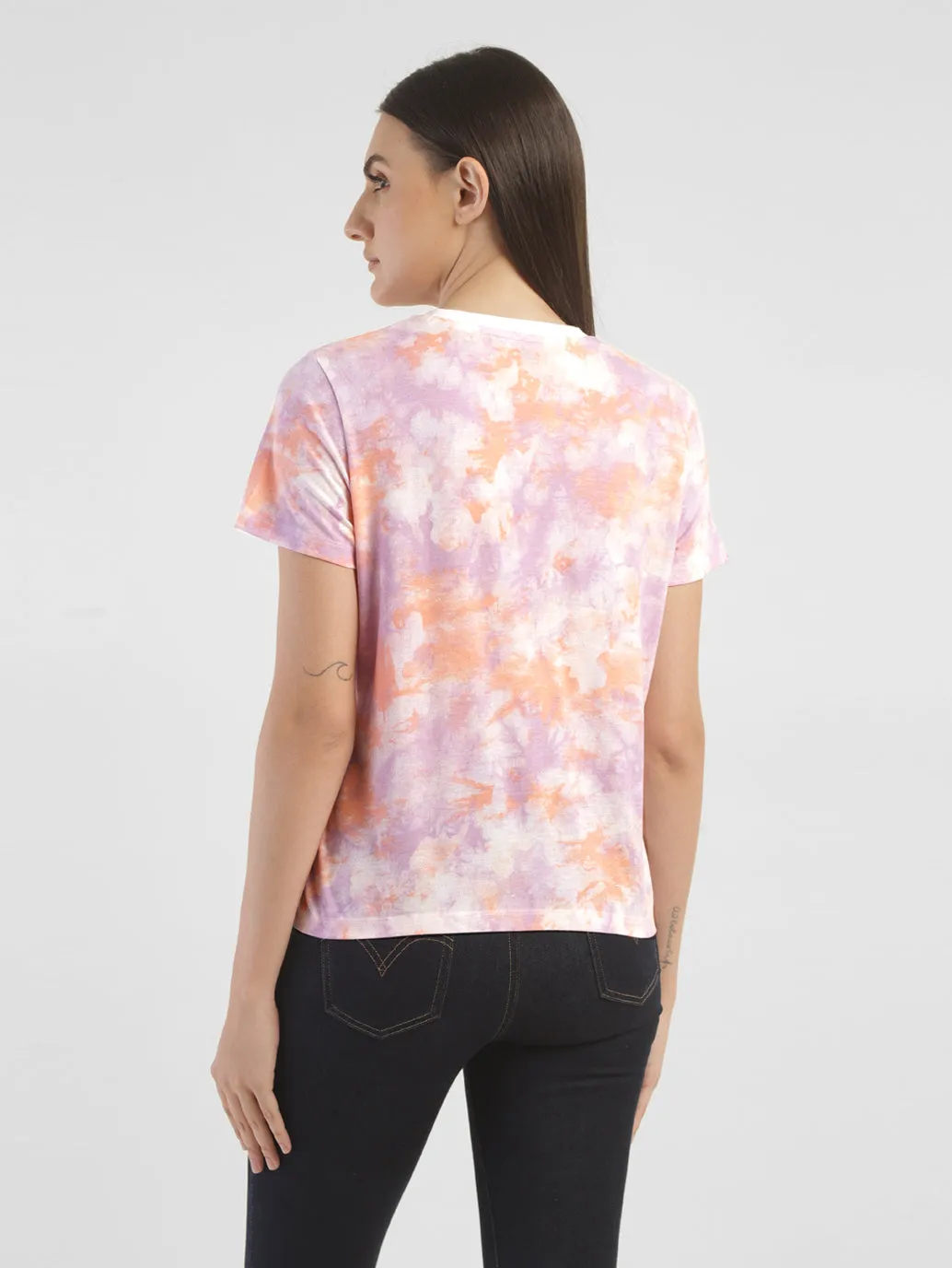 Women's Abstract Print Round Neck T-shirt