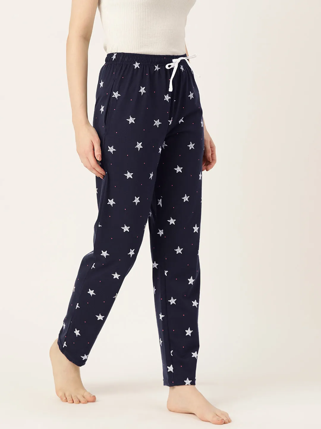 Women's Printed Cotton Navy Blue Lounge Pants | LDLW-2327-1 |