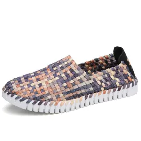 Women's Woven Fashion Flats Shoes - Black,Purple,Multicolor