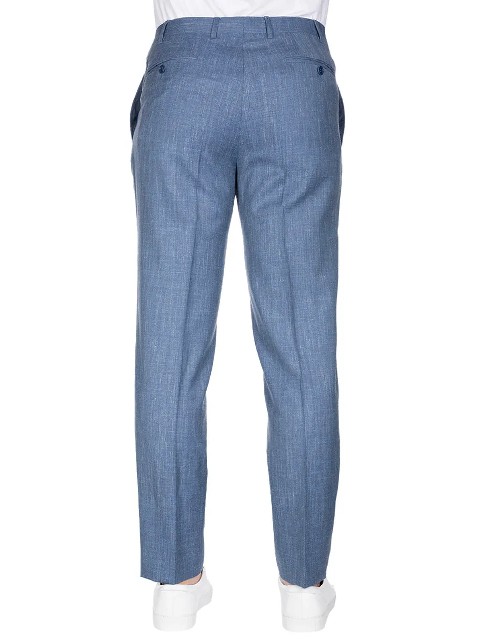 Wool Silk Linen Trouser Blue