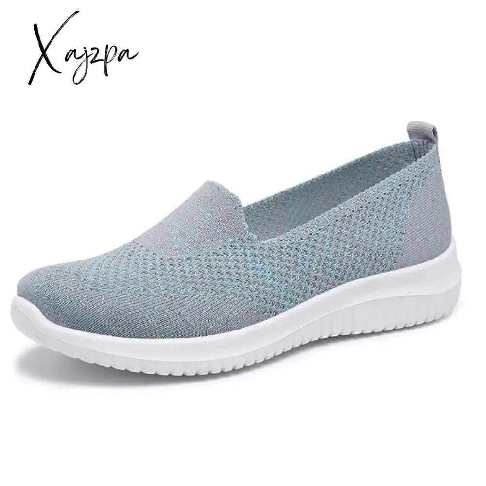 Xajzpa - Hot Sale Women's Flat Shoes Summer Mesh Breathable Casual Flats Sneakers Ladies Knitting Shallow Comfort Walking Shoes