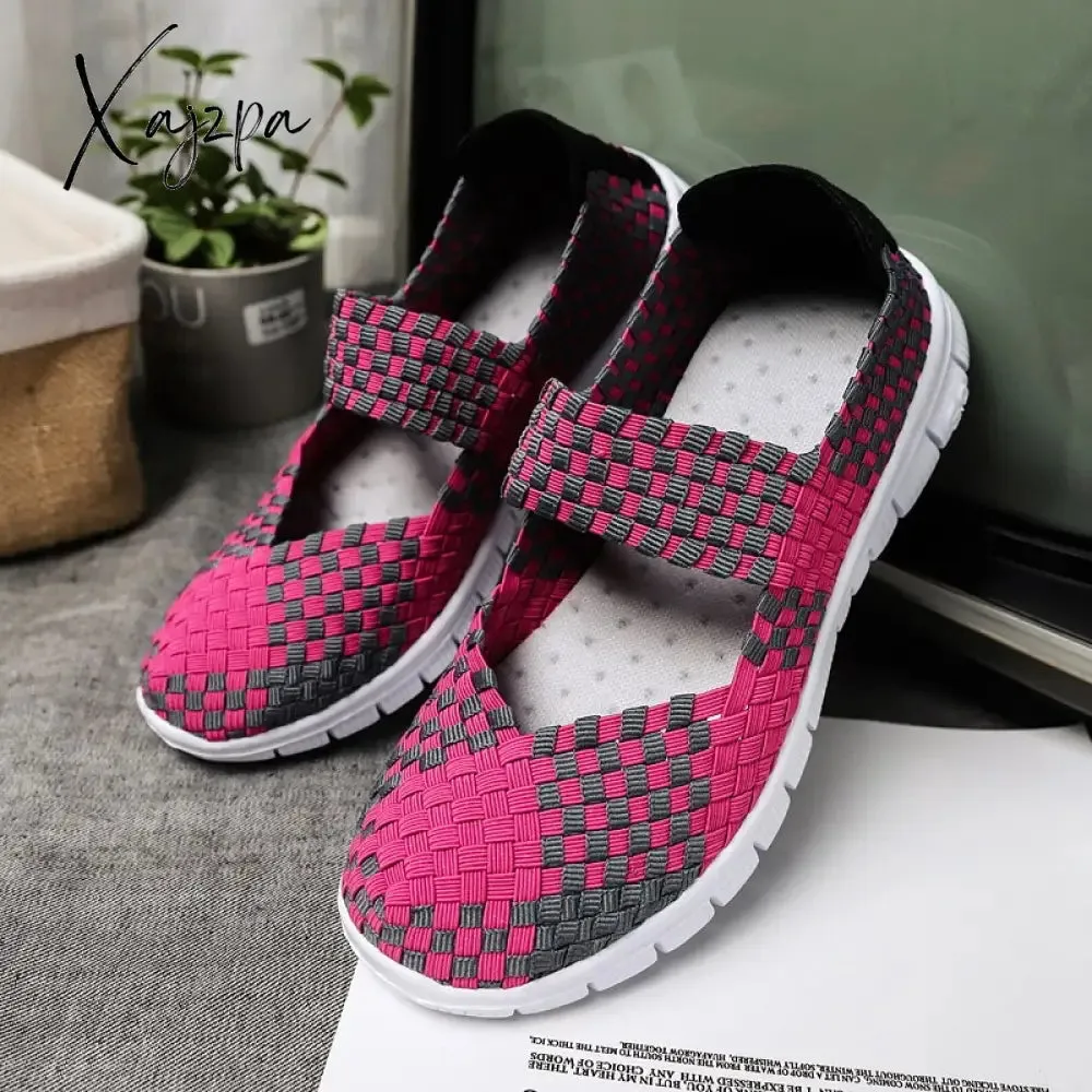 Xajzpa - Summer Women Shoes Lady hand made Flats Sneakers Breathable Lightweight Women Flat Shoes Manual Woven Shallow Women Casual Shoes