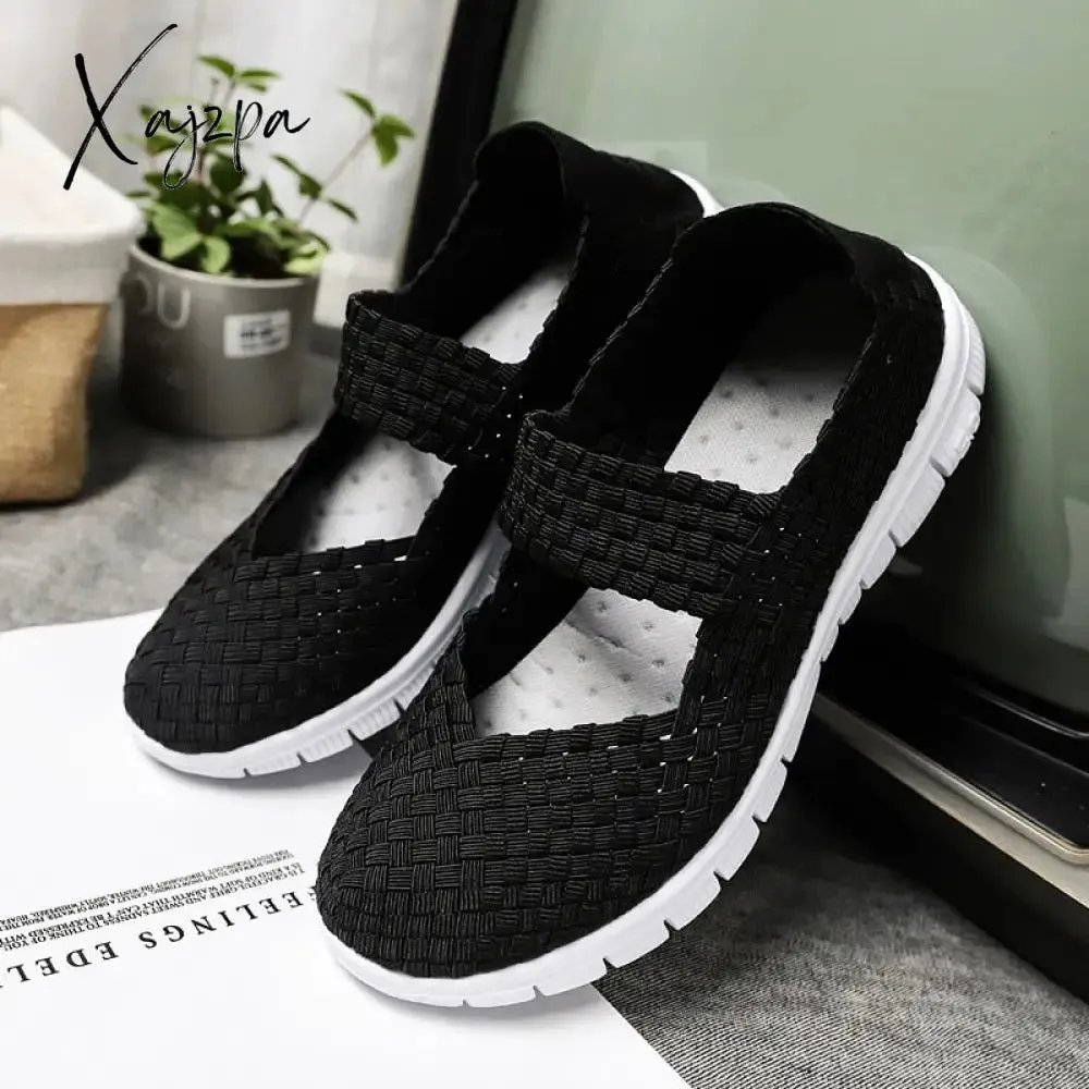 Xajzpa - Summer Women Shoes Lady hand made Flats Sneakers Breathable Lightweight Women Flat Shoes Manual Woven Shallow Women Casual Shoes